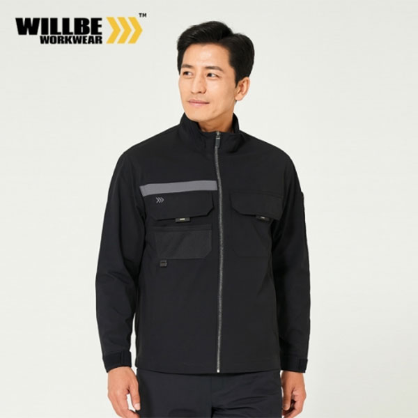 윌비(WILLBE) 등판 메쉬변형 블랙 작업복 점퍼 PR-04J