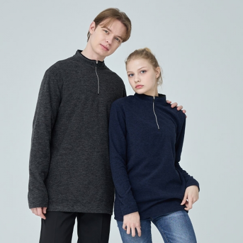 SH-90 카치온 후리스 반집업 무지 긴팔 카라티셔츠