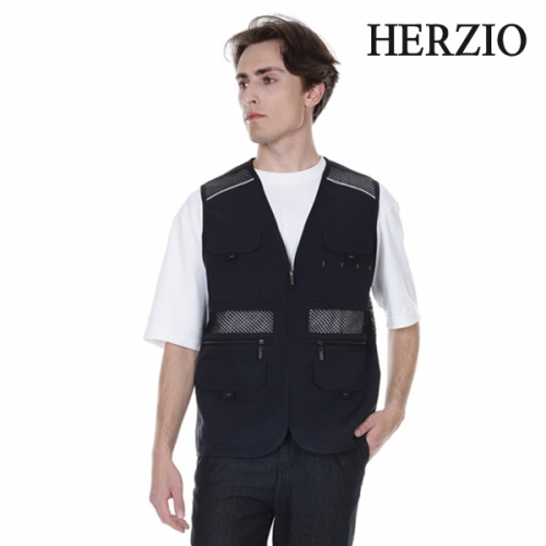 헤르지오(HERZIO) 망사 작업 조끼 반사띠 작업복 현장 여름 조끼 HZ-V2402,V2402-1