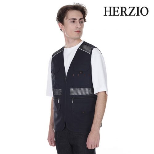 헤르지오(HERZIO) 망사 작업 조끼 반사띠 작업복 현장 여름 조끼 HZ-V2402,V2402-1
