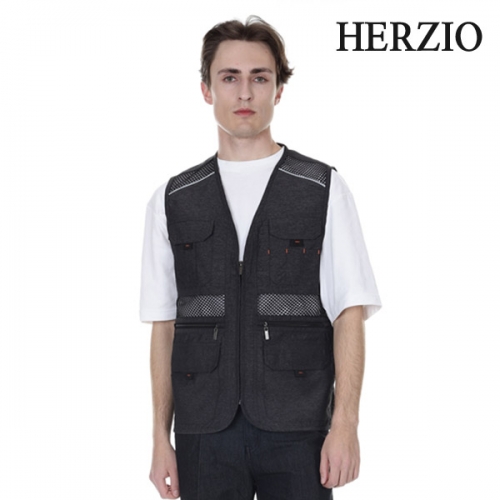 헤르지오(HERZIO) 망사 작업 조끼 반사띠 작업복 현장 여름 조끼 HZ-V2402,V2402-1