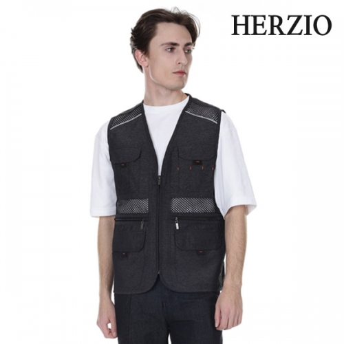 헤르지오(HERZIO) 망사 작업 조끼 반사띠 작업복 현장 여름 조끼 HZ-V2402,V2402-1