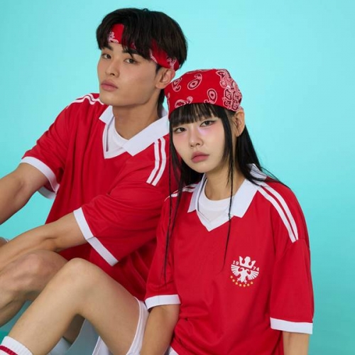 카라 풋볼져지 레드 세트(상의기준)