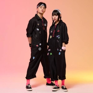 점프슈트 긴팔 반티 (블랙)