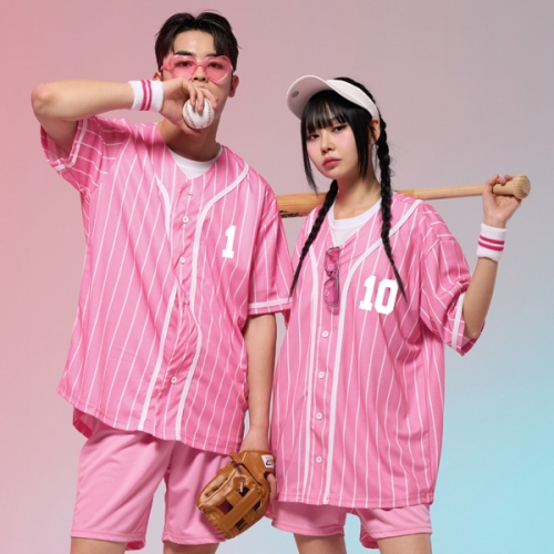 핑크 스트라이프 베이스볼 야구복반티 야구반티(셔츠기준)