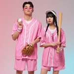 핑크 스트라이프 베이스볼 야구복반티 야구반티(셔츠기준)