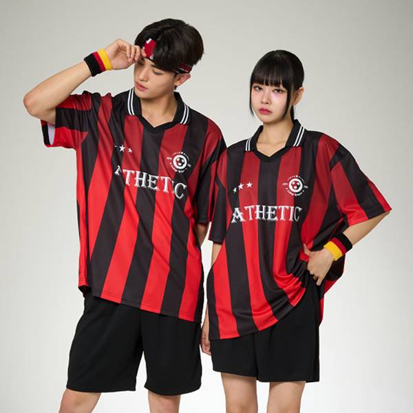 풋볼반티 축구반티 싸커 엠블럼 풋볼져지 레드블랙 반티 세트(상의기준)