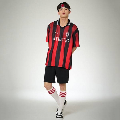 풋볼반티 축구반티 싸커 엠블럼 풋볼져지 레드블랙 반티 세트(상의기준)