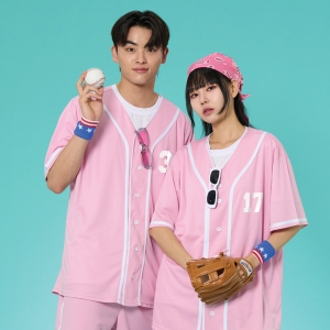 야구복반티 핑크 베이직 베이스볼 반티세트(셔츠기준)