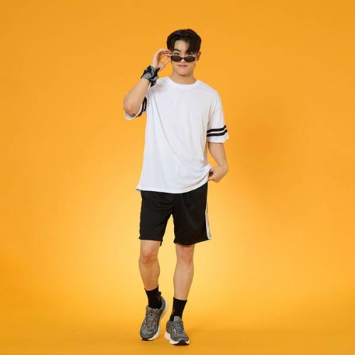 리테일 2선 오버핏져지 반팔 반티 화이트 세트(상의기준)