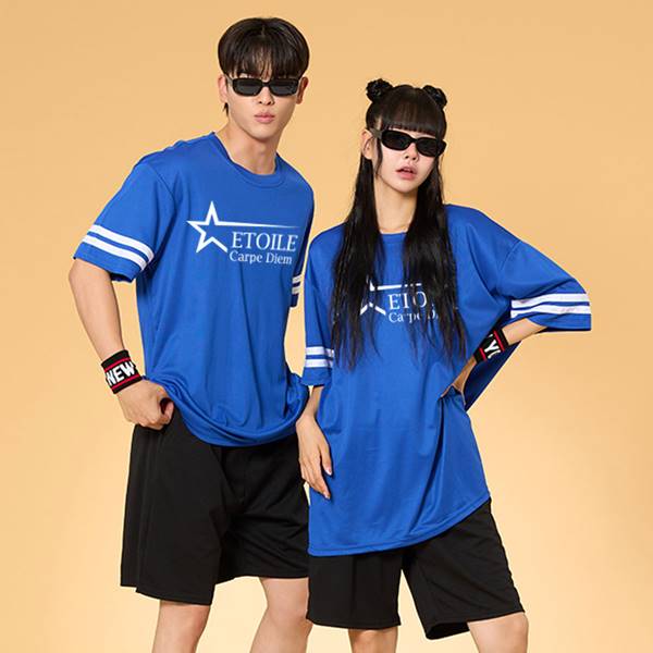 리테일 2선 오버핏져지 반팔 반티 코발트 세트(상의기준)