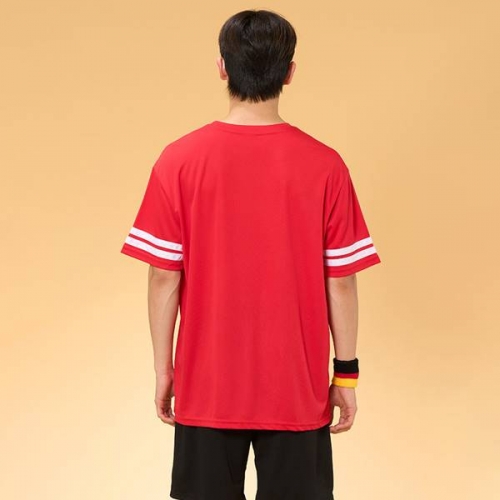 리테일 2선 오버핏져지 반팔 반티 레드 세트(상의기준)