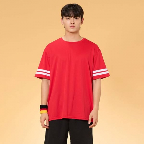 리테일 2선 오버핏져지 반팔 반티 레드 세트(상의기준)