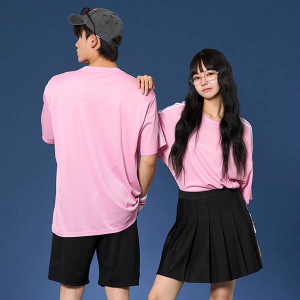 숄더 2선 오버핏져지 반팔 반티 핑크 세트(상의기준)