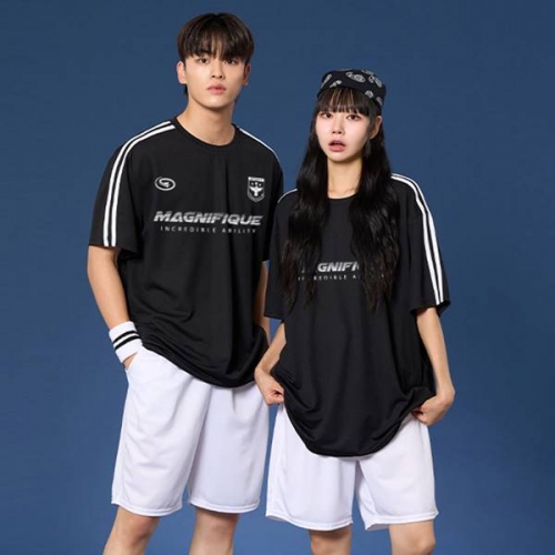 숄더 2선 오버핏져지 반팔 반티 블랙 세트(상의기준)