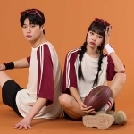 루즈핏 소매2선져지 와인 반티(상의기준)