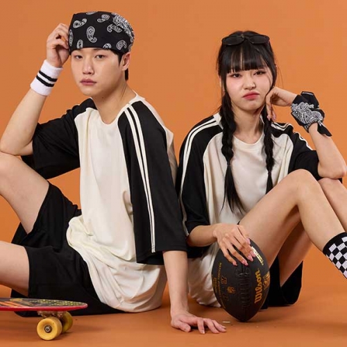 루즈핏 소매2선져지 블랙 반티(상의기준)