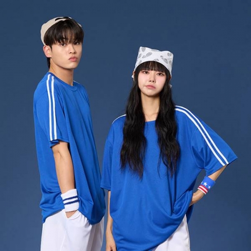 숄더 2선 오버핏져지 반팔 반티 코발트 세트(상의기준)