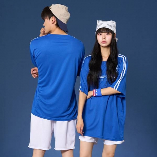 숄더 2선 오버핏져지 반팔 반티 코발트 세트(상의기준)