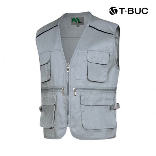 티뷰크(T&middot;BUC) 작업복 어깨 배색 파이핑 TC 브이넥 조끼 MK-171 - 180