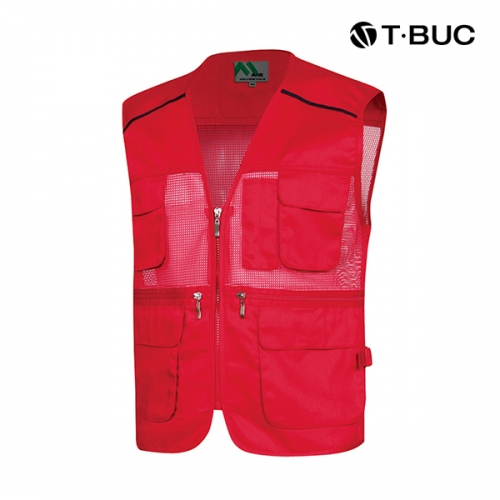 티뷰크(T&middot;BUC) 어깨 배색 파이핑 TC 브이넥 망사 조끼 MK-181~190