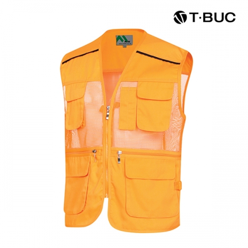 티뷰크(T&middot;BUC) 작업복 어깨 배색 파이핑 TC 브이넥 망사 조끼 MK-181 - 190