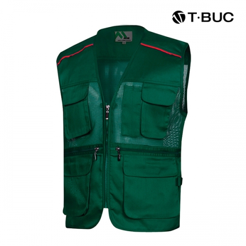 티뷰크(T&middot;BUC) 작업복 어깨 배색 파이핑 TC 브이넥 망사 조끼 MK-181 - 190