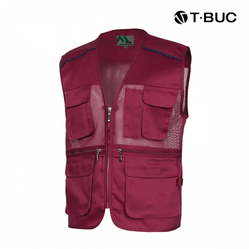 티뷰크(T&middot;BUC) 작업복 어깨 배색 파이핑 TC 브이넥 망사 조끼 MK-181 - 190