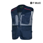 티뷰크(T&middot;BUC) 어깨 배색 파이핑 TC 브이넥 망사 조끼 MK-181~190