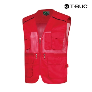 티뷰크(T&middot;BUC) 어깨 배색 파이핑 TC 브이넥 망사 조끼 MK-181~190