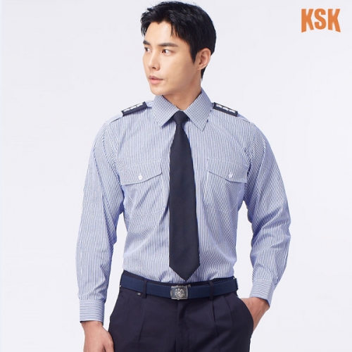 경신코리아 봄 여름 근무복 작업복 스트라이프 경비복 셔츠 KSK-2302