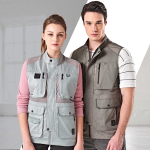 마커 가죽 배색 조끼 여름 레져 아웃도어 등산조끼 (남성 여성 공용) MK-581~584
