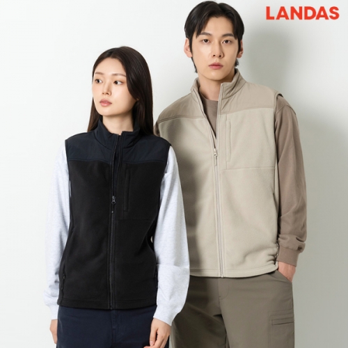 랜더스(LANDAS) 우븐 패치 플리스 베스트 단체조끼 JV50W