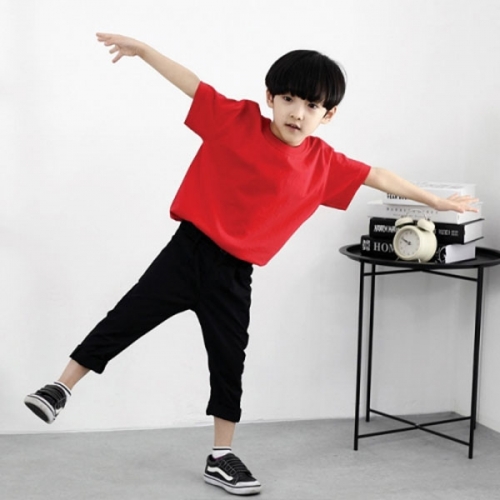 SH-17 면 20수 아동용 라운드 반팔 티셔츠 (유치원 초등학교 반티 단체티)