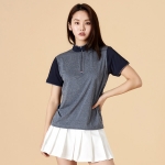 유니렉스 스판덱스 여성 반집업 배색 카라티셔츠 회사 유니폼 단체티제작 SH-79