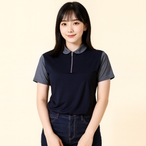 스판덱스 여성 반집업 반팔 티셔츠 SH-79 (긴팔 가능)