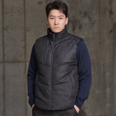윌비 겨울 작업복 단체패딩조끼 블랙진 데님 방한조끼 PR802