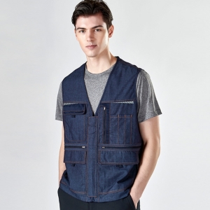 지벤 청 작업조끼 면 혼방 조끼 ZB-V1921