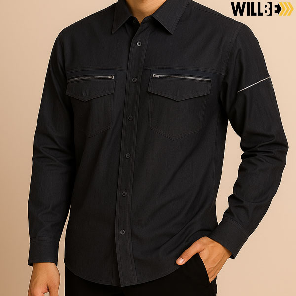 윌비(WILLBE) 투톤 긴팔 워크셔츠 회사 작업남방 제작 PR-302