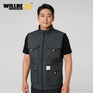 윌비(WILLBE) 블랙 멀티포켓 근무복 조끼 CT-906