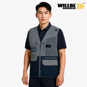 윌비(WILLBE) 컬러블록 망사 작업복 조끼 PR-804, 807