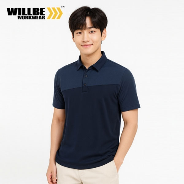 윌비(WILLBE) 컬러블록 근무복 반팔 티셔츠 CT-610~611