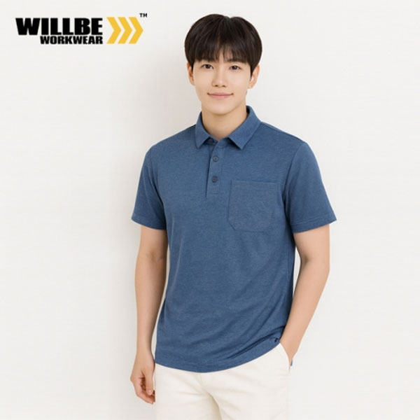 윌비(WILLBE) 멜란 스트라이프 반팔 작업복 티셔츠 CT-601~603