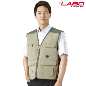 어깨 배색 폴리 브이넥 작업조끼 SM-V652