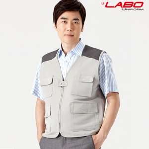 그레이 배색 브이넥 작업복 조끼 SM-V102