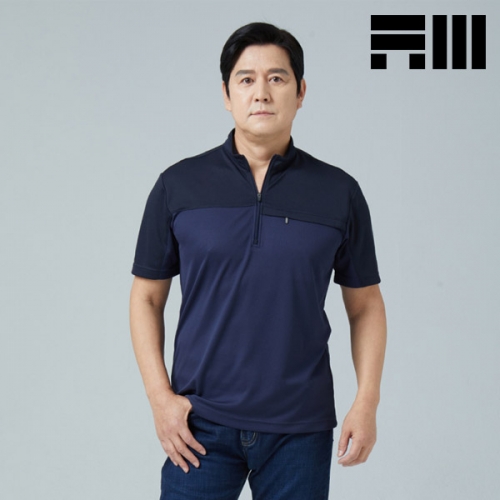 아트윈 지퍼 포인트 반집업 작업복 반팔티셔츠 T-155 - 156