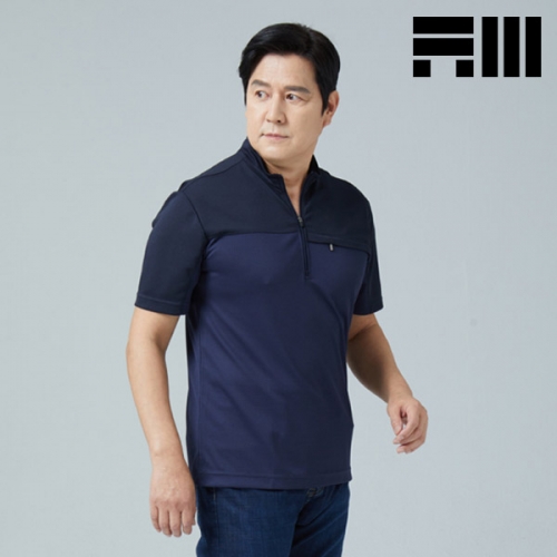 아트윈 지퍼 포인트 반집업 작업복 반팔티셔츠 T-155 - 156