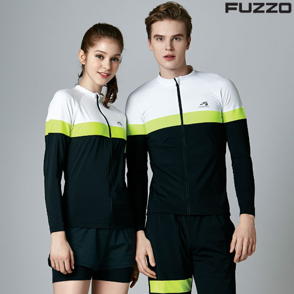 푸조(FUZZO) 여성 형광배색 집업 래쉬가드 S40-3