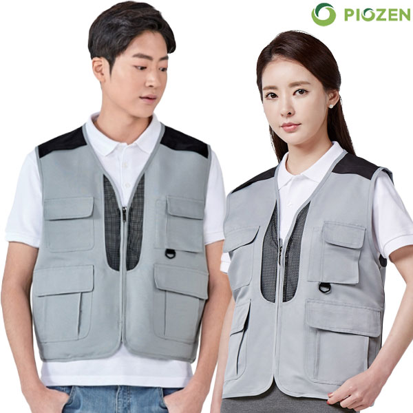 피오젠 작업복 블랙 배색 조끼 PS-V610