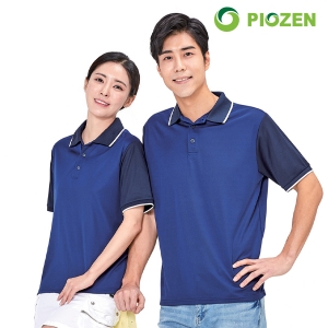 피오젠 쿨론 배색 반팔 카라티셔츠 PT-41